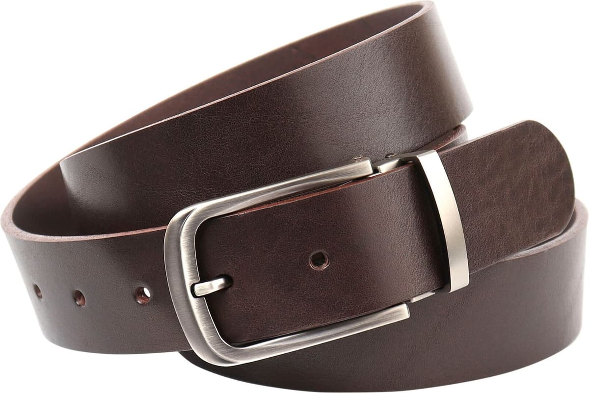Ledergürtel ANTHONI CROWN, Herren, Gr. 105, braun (dunkelbraun), Leder, unifarben, Gürtel Ledergürtel, Pflanzlich gegerbter Vollrindledergürtel dunkelbraun 105