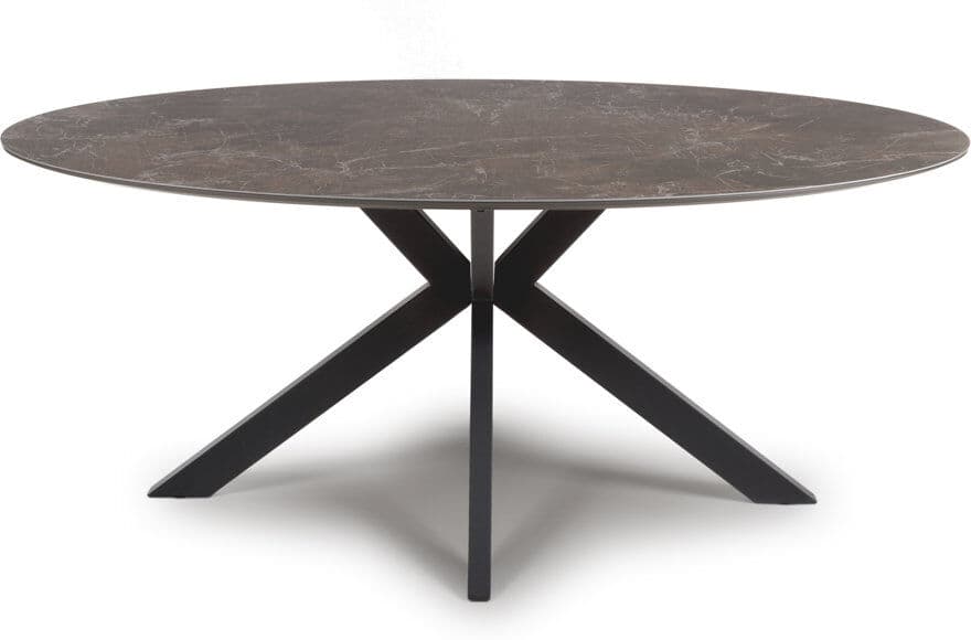 George Oliver Nysa Round Metal Base Dining Table Gray 180" L x 100" W