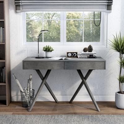 Furniture of America Foli Transitional 47-inch Wood 2-Drawer Desk with USBs and Power Outlets