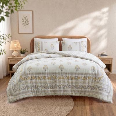 Kodotan sofa 3 PCS Full/Queen Duvet Set, Blush/Gold