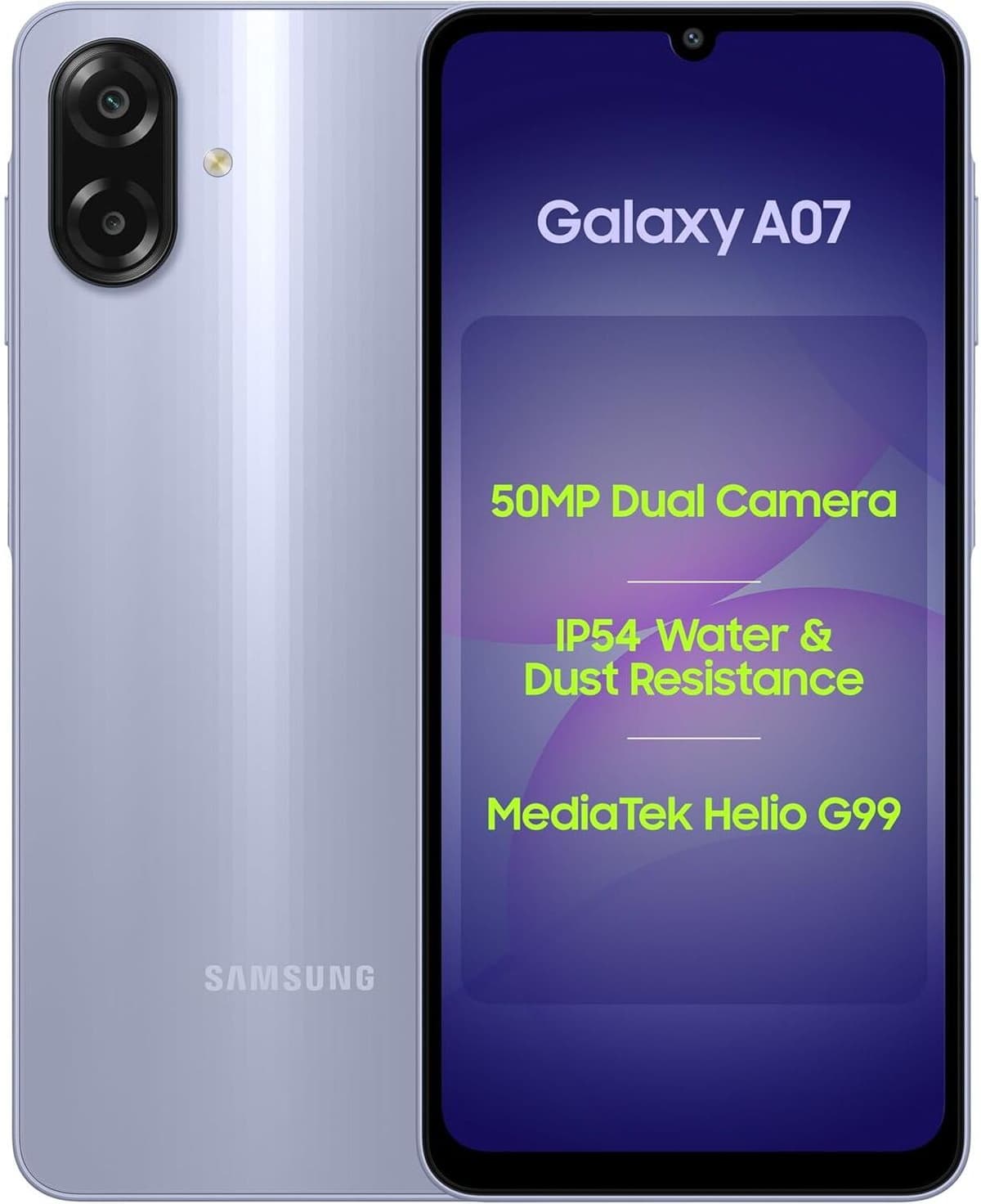 SAMSUNG Galaxy A07 5G 64GB 4GB RAM Dual SIM Unlocked Smartphone – Light Violet, New