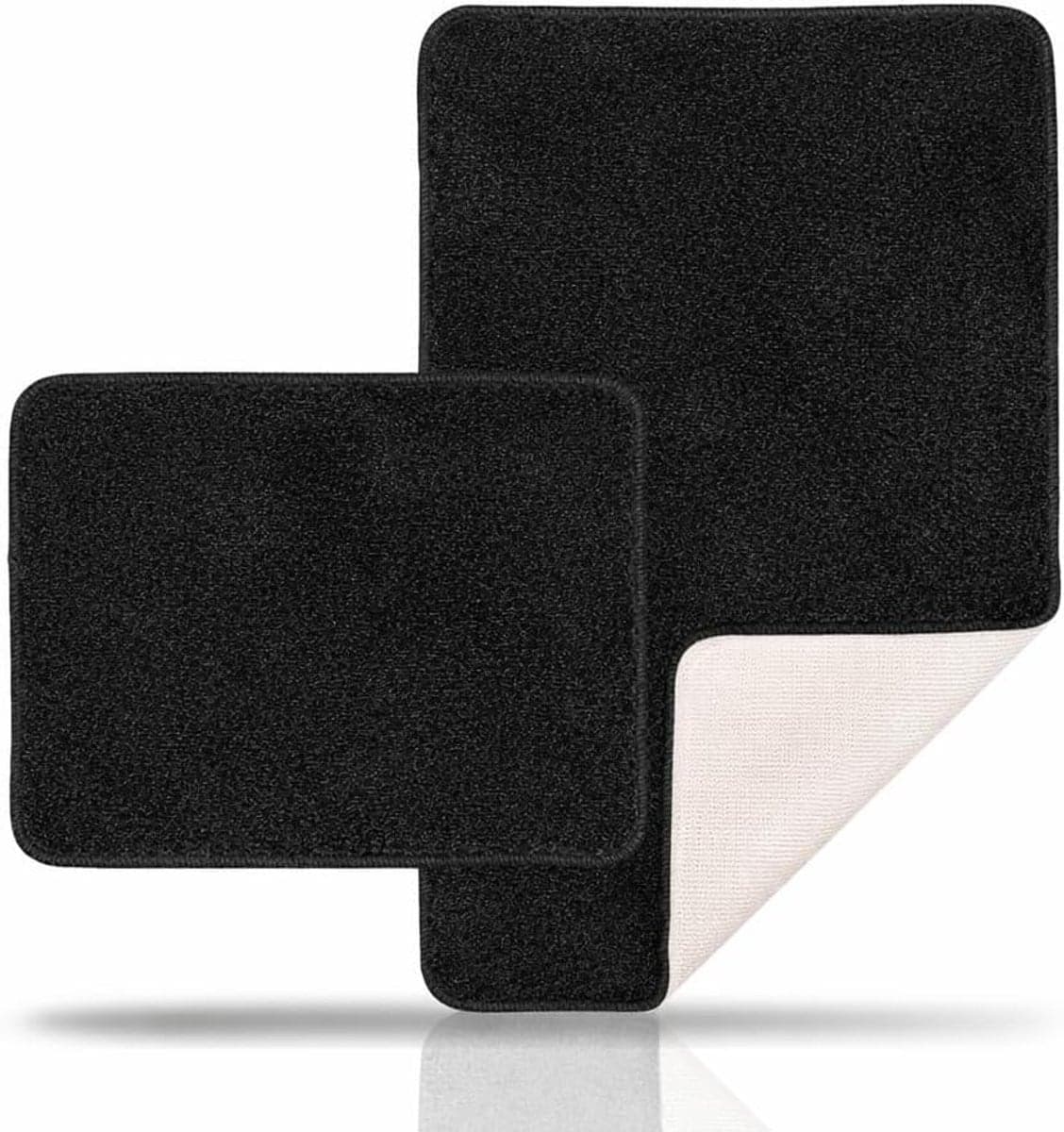 Waterabsorberende hoogpolige badmat set voor toilet en badkamer in zwart, B/D: 80 x 50 cm en 50 x 40 cm