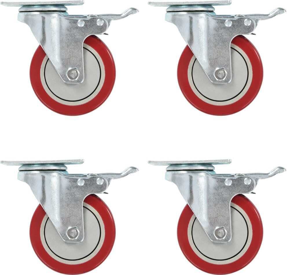 Syfax Zwenkwielen met dubbele remmen, 4 stuks, 100 mm