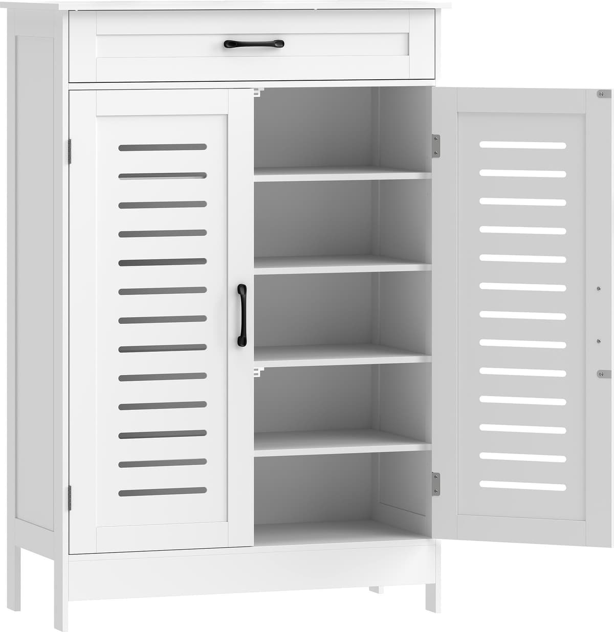 Homcom Scarpiera Salvaspazio con 2 Ante a Persiana, 5 Livelli, Ripiani Regolabili, per 20 Paia di Scarpe, per Ingresso Corridoio, 78x37x115.8cm, Bianco   Aosom Italy