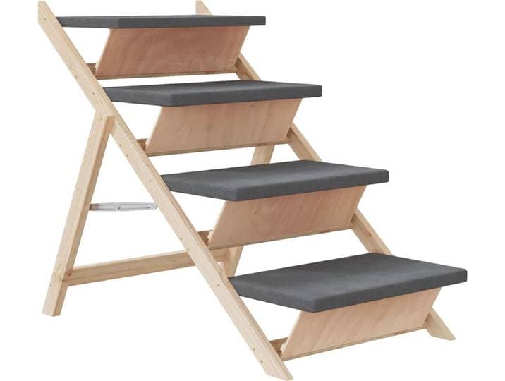 vidaXL - Hondentrap - 105x47 - cm - massief - vurenhout - grijs
