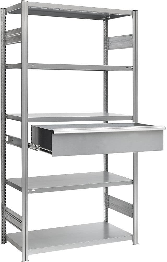 Einzelschublade, aus Stahl, HxBxT 150 x 750 x 600 mm, ohne Schloss, verzinkt eurokraft pro