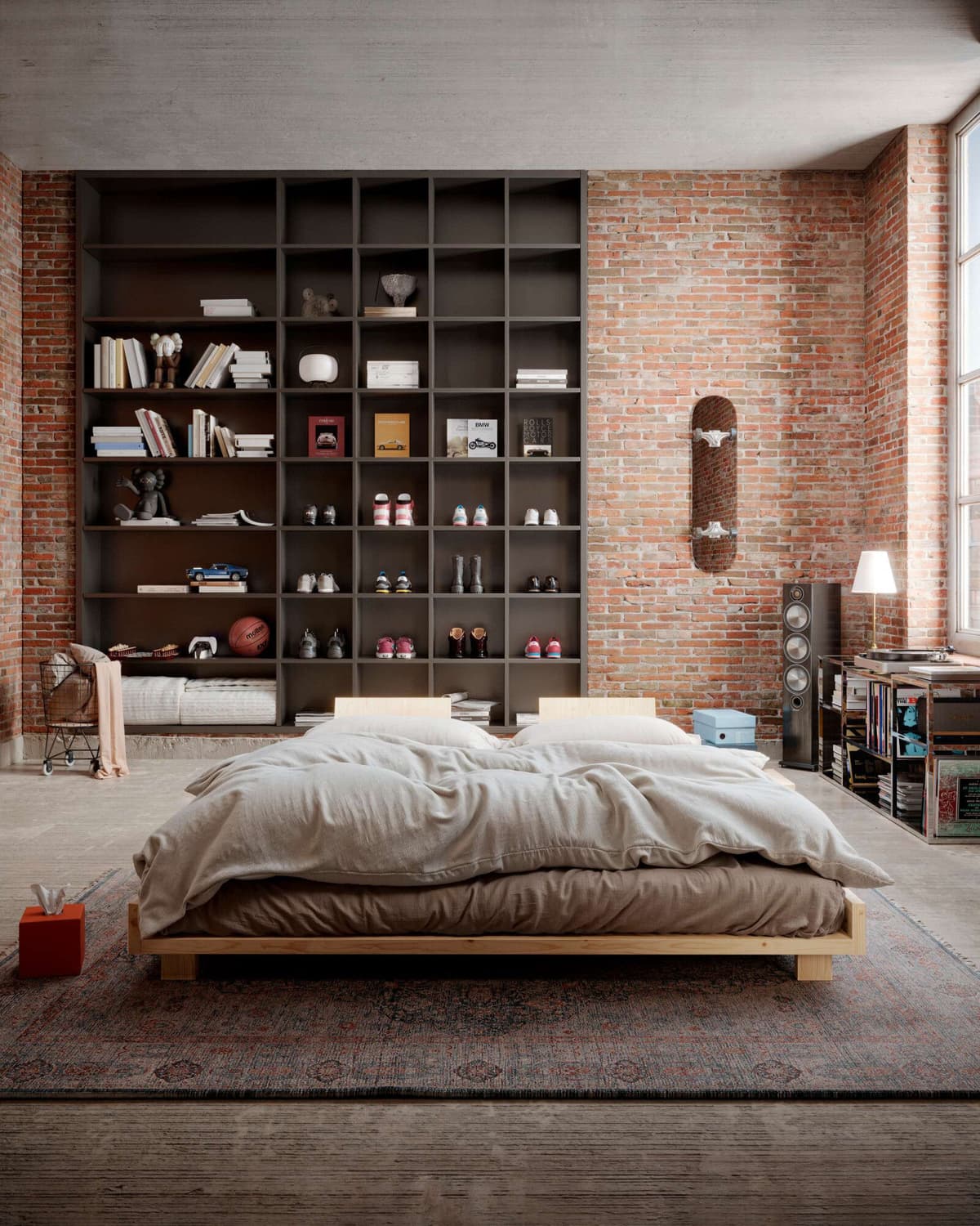 Karup Design "Social Bed, ohne Matratze, FSC-zertifiziertes Massivholz" wahlweise mit oder ohne verstellbares Zubehör, Bett in mehreren Grössen kiefer klar lackiert Liegefläche Länge B: 200cm x 180cm, Carob Brown, 180,mit 2 Rückenlehnen und 2 Ablagen, Höh