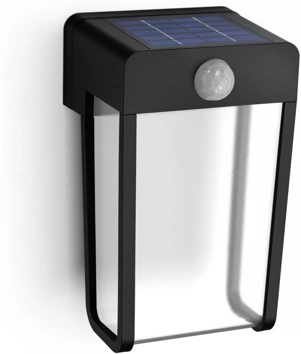 Philips Aussen-Wandleuchte "Solar Shroud klar, 2700K", schwarz (schwarz, transparent), H: 18,8cm, Leuchten, Aussen-Wandleuchte schwarz, transparent H: 18,8cm