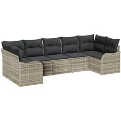 vidaXL Gartensofa-set Hellgrau Poly-Rattan