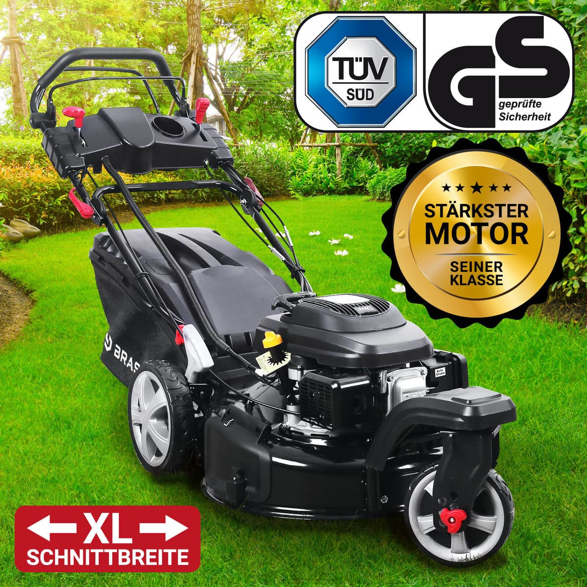BRAST Benzin Rasenmäher 21224 Trike E-START