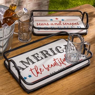 Gerson International Set of 2 Patriotic Trays
