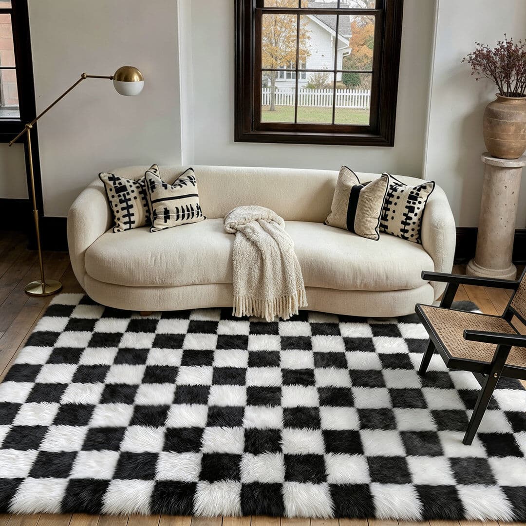 Latitude Vive Shag Area Rug Black/White Rectangle 152 x 244 cm