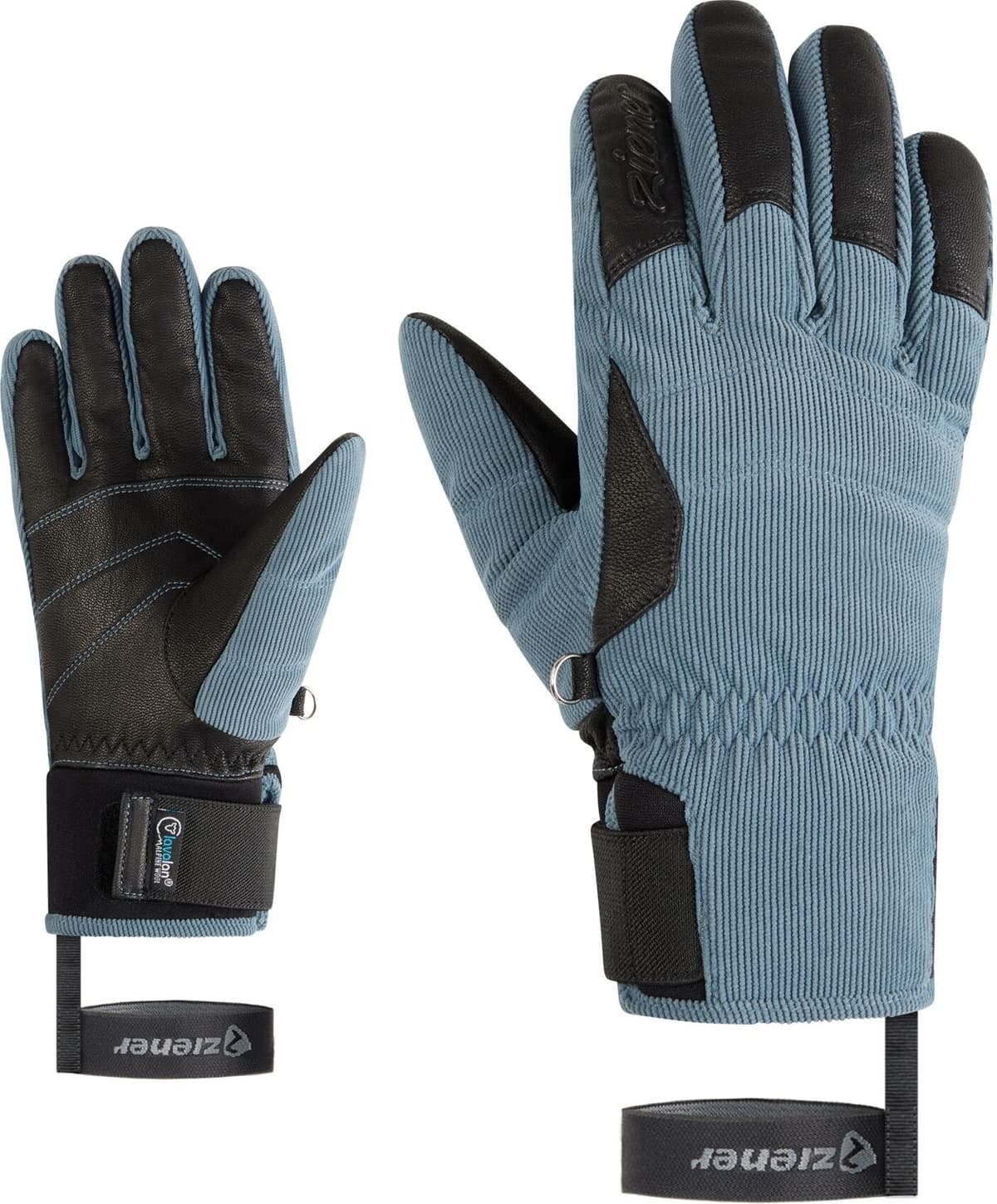 Skihandschuhe ZIENER "KALE-Z AS AW glove lady", Damen, Gr. 7, blau (iron sky cord), Materialmix, Handschuhe Skihandschuhe