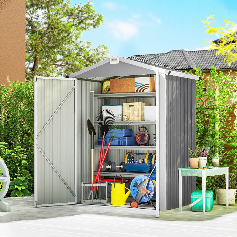 Outsunny Caseta de jardín 133x87x178 cm gris