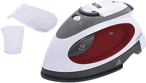 Plancha de vapor - Alfa Coquet, 40 g/min, Capacidad del depósito 80 ml, Potencia 1100W, Suela cerámica antiadherente, Blanco