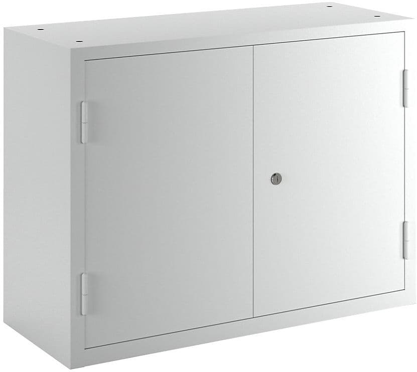 Werkstatt-Hängeschrank, HxBxT 600 x 800 x 320 mm, Vollblechtüren, lichtgrau RAL 7035 eurokraft basic