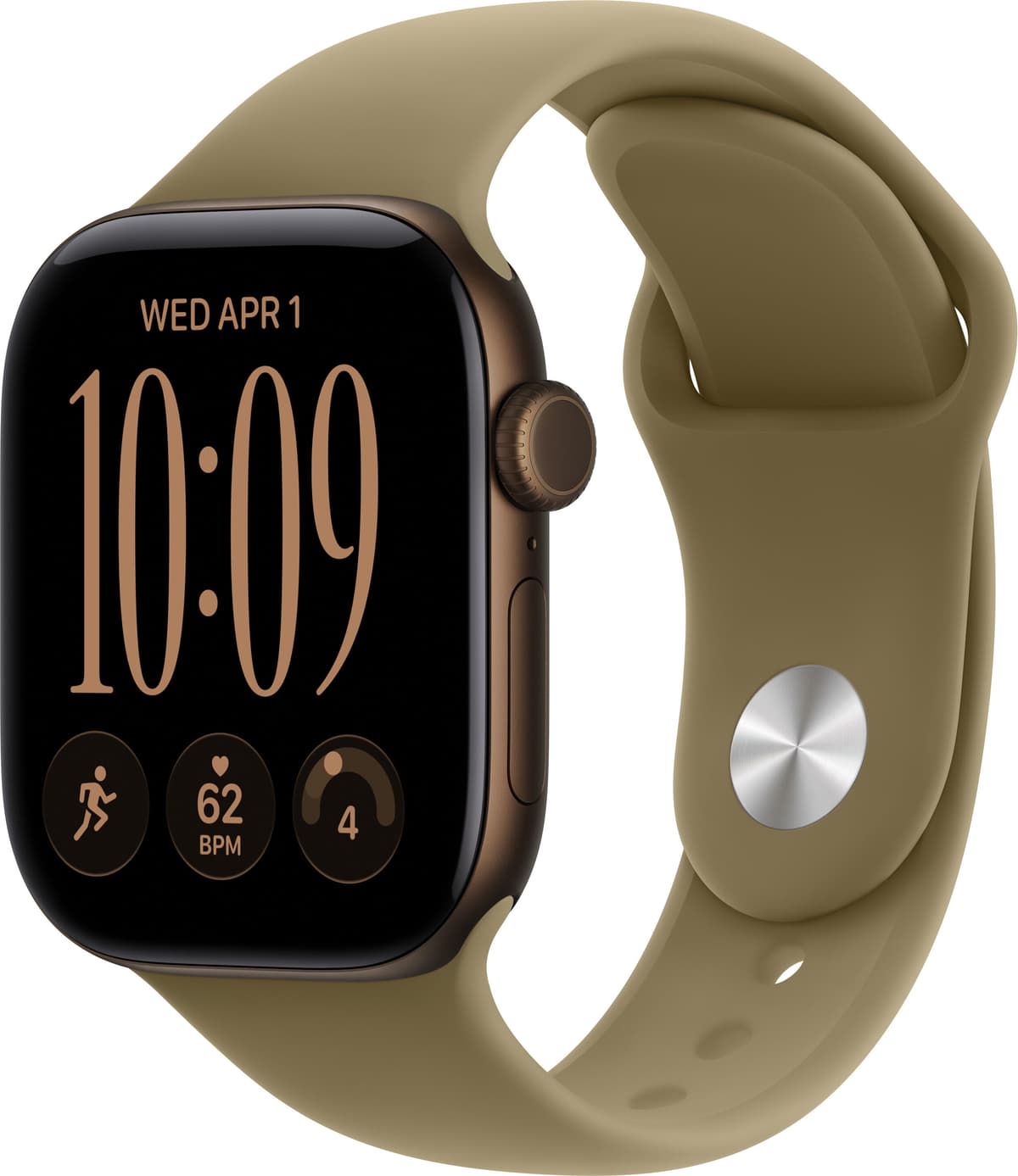 Apple Watch Series 12 GPS 42mm Dark Bronze Aluminium Case with Olive Sport Band - M/L