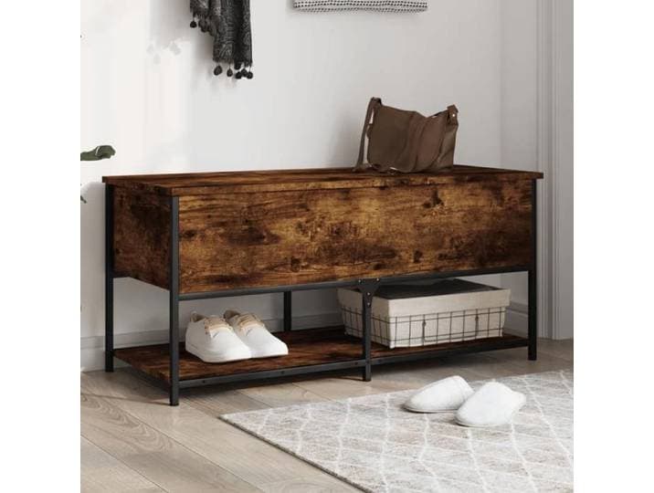 Banc de rangement chêne fumé 100x42 5x47 cm bois d'ingénierie banc banc à chaussures banc d'entrée banc de 839025