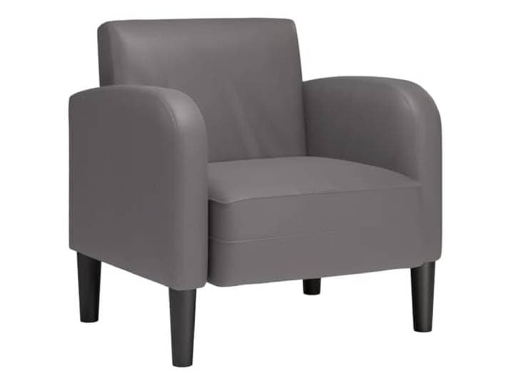 HAQWRDQSG Sessel mit Armlehnen Grau 54 cm Kunstleder Polstersessel Bequemer Einzel-Sessel aus pflegeleichtem Kunstleder mit Sperrholzrahmen für Wohnzimmer, Schlafzimmer und Arbeitszimmer.