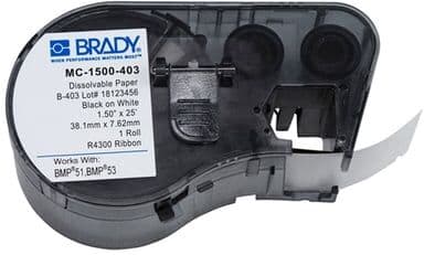 Brady MC-1500-403 cinta de papel negro sobre blanco 38,1 mm x 7,62 mm