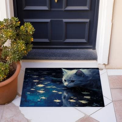 LightInthebox Painting Cat Doormat Floor Mats Washable Rugs Kitchen Mat Non-Slip Oil Proof Rug Indoor Outdoor Mat Bedroom Decor Bathroom Mat Entrance Rug