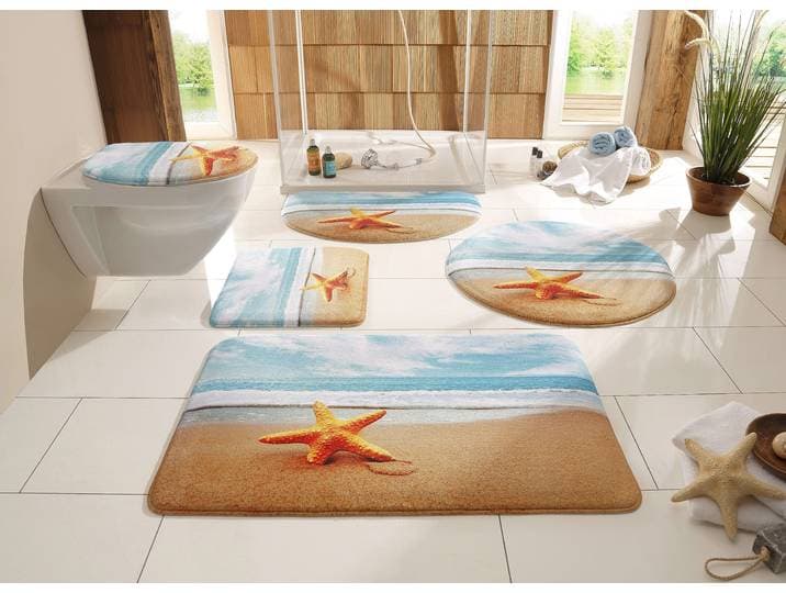 Badematte GOODPRODUCT Seestern Gr. 10, beige (sand), H:14mm, Kunstfaser, Badematten, Badematte, Badteppich, Naturmotiv, Strand, Badematten auch als Set erhältlich