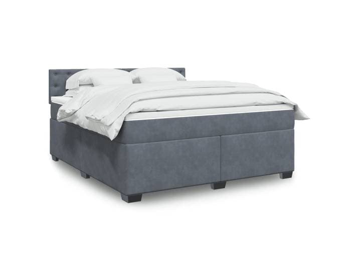 vidaXL Boxspringbett mit Matratze Dunkelgrau 180x200 cm Samt