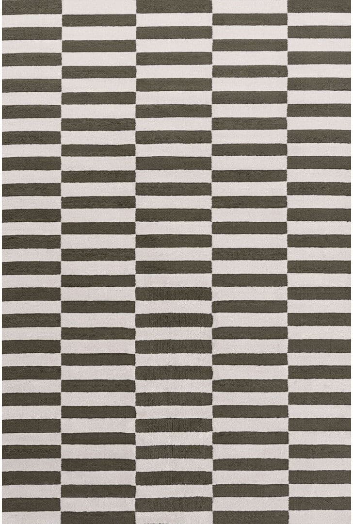 THE RUGS Loft Modern Striped Living Room Area Rug and Runner Soft Pile Green/Ivory Rectangle 120 x 170 cm