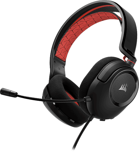 Auriculares gaming - Corsair HS35 v2, Circumaurales, Micrófono omnidireccional, Rojo