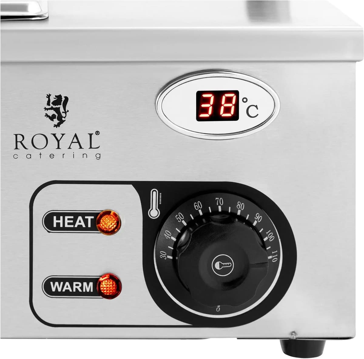 Royal Catering Bain Marie - 2 000 W - 5 GN 1/2 - vypúšťací kohútik - sklenená ochrana 10012623