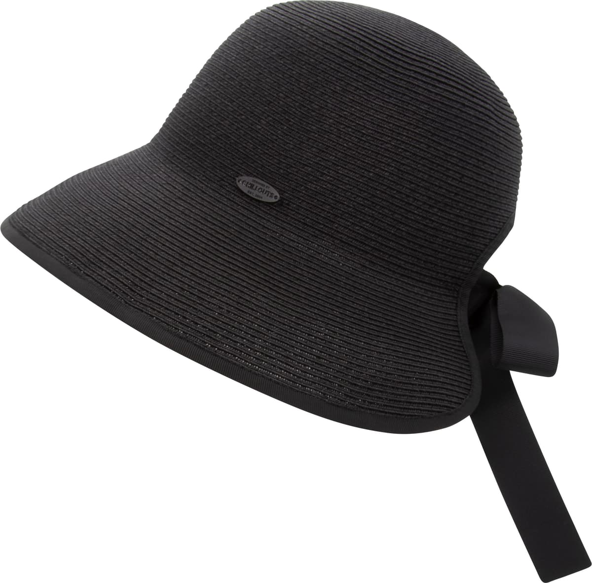 Sonnenhut CHILLOUTS "Red Oak Hat", Damen, Gr. XS, schwarz, Obermaterial: 100% Papierstroh, Hüte Sonnenhut, Femininer Sonnenhut mit Schleife am Hinterkopf schwarz XS
