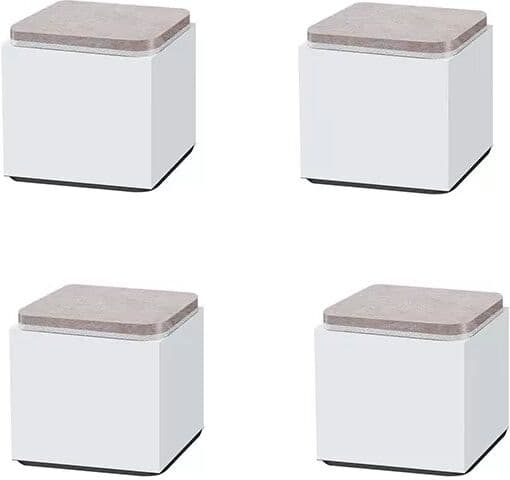 INF Élévateurs de pieds de meubles 4 pièces, acier carbone blanc – Support antidérapant pour armoires, canapés, tables et lits M