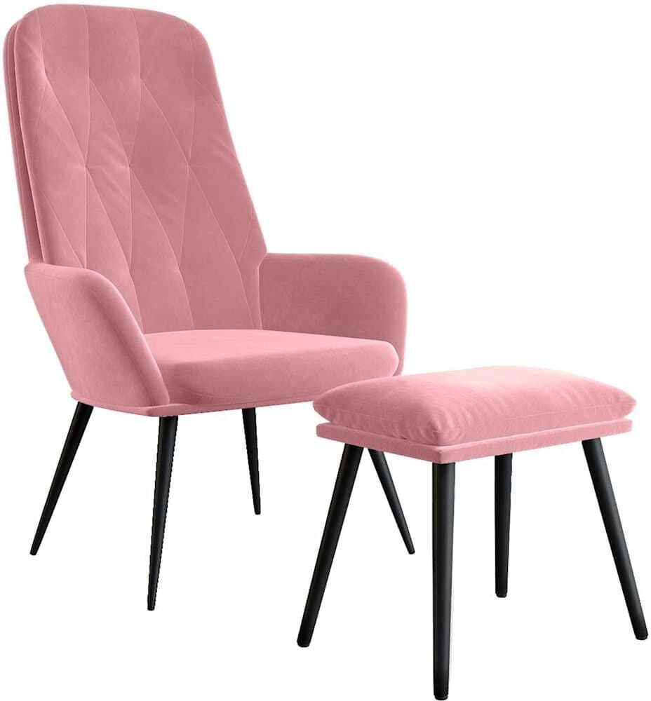 vidaXL Chaise de relaxation avec repose-pied Rose Velours