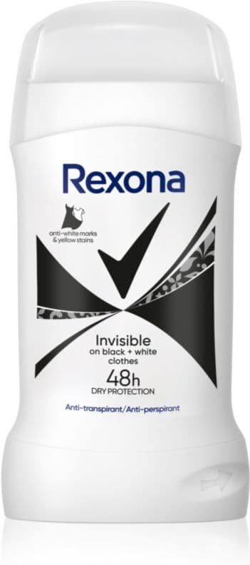Rexona Invisible Black and White στερεό αντιιδρωτικό για την αντιμετώπιση των λευκών και κίτρινων κηλίδων 50 ml