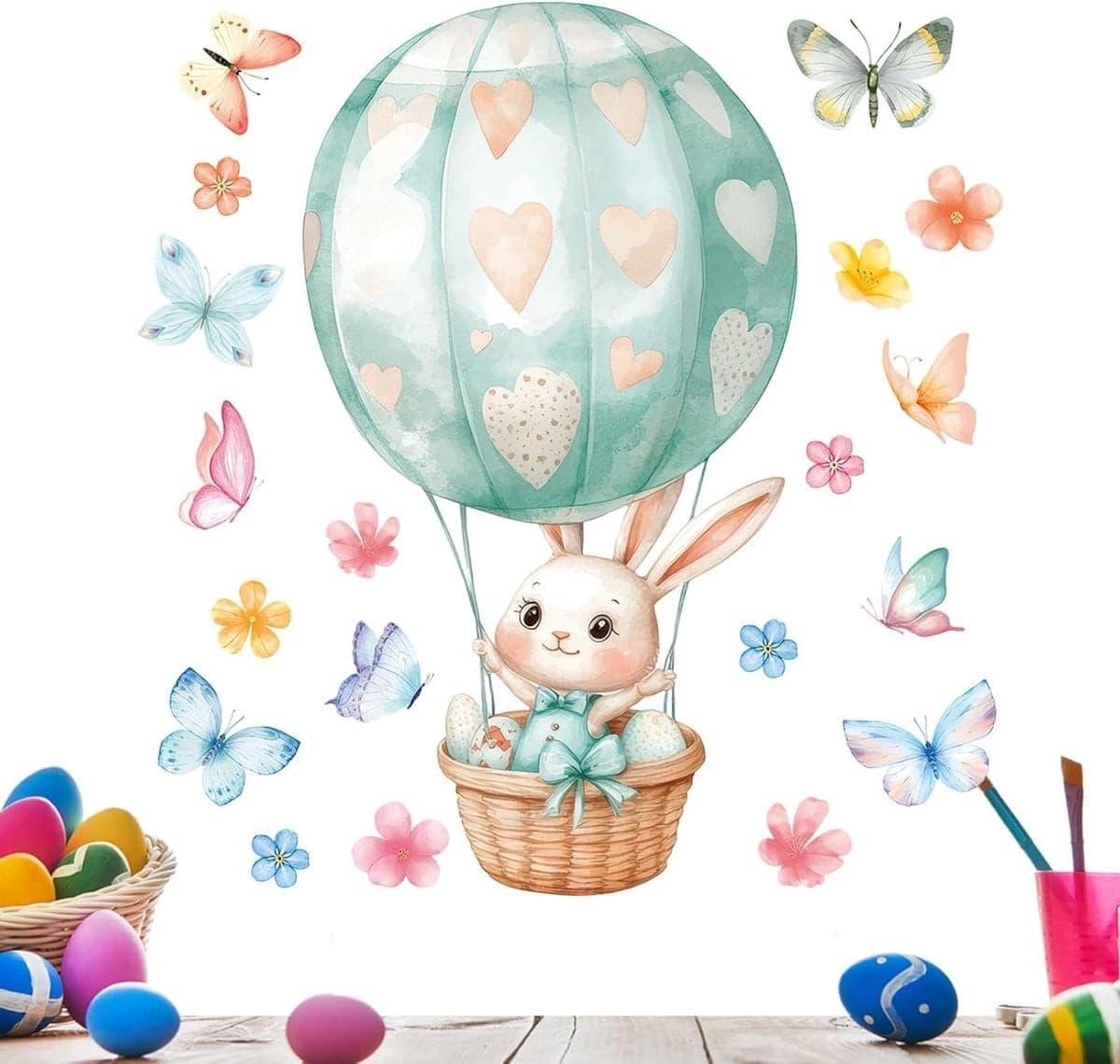 Decoratieve raamstickers met lentethema, multicolor, 30 x 40 cm