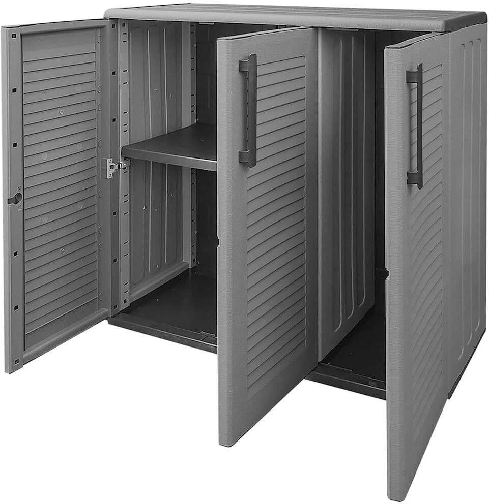 vidaXL Armoire de rangement de jardin Gris et noir 102x37x84 cm PP