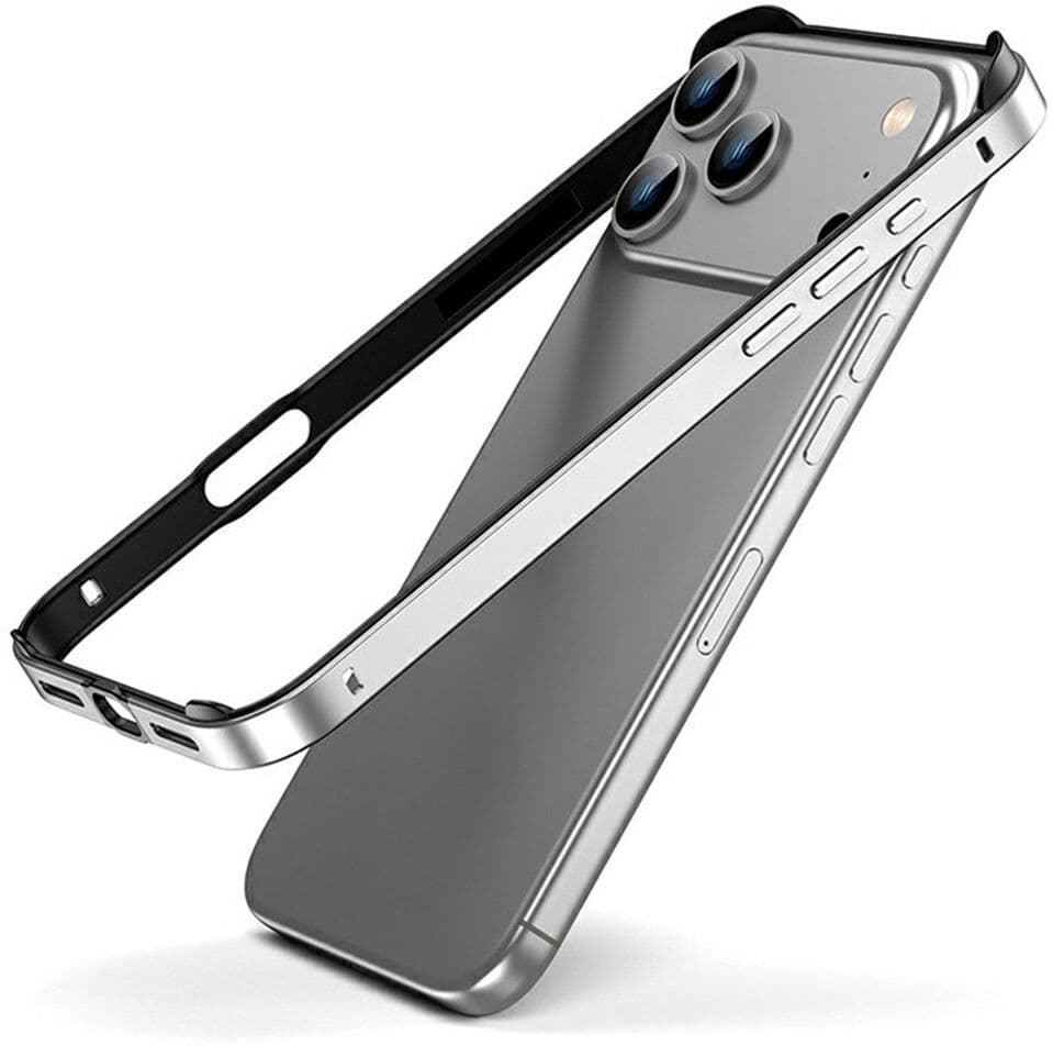 iPhone 17 Pro Max EIDERWOOD Metal Bumper Cover m. Stødabsorberende Silikone Hjørner - Sølv