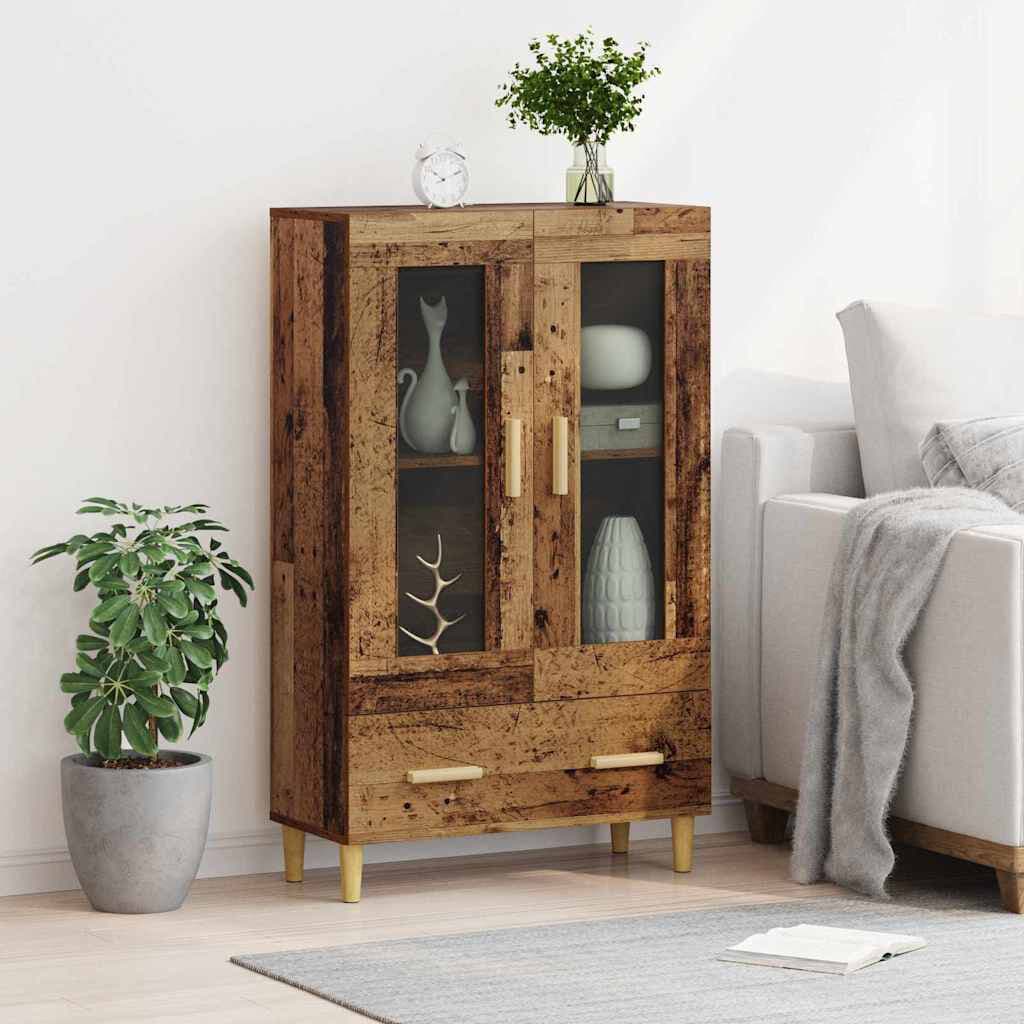 Norden Home Highboard Black Oak 70 X 31 X 115 Cm Engineered Wood Old Wood 115cm H X 70cm W X 31cm D