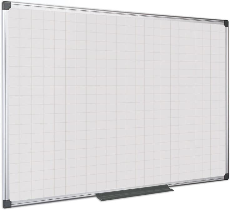 Bi-Office Biela magnetická popisovacia tabuľa s potlačou, štvorce/raster, 1200 x 900 mm