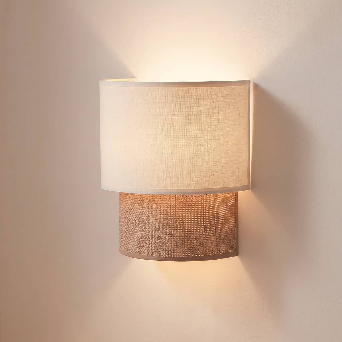 Wandlampe Boho Duolla, braun / rost, für Flurbereich, Textil / Stoff / Seide, Wandleuchte, Wandlampe Innen