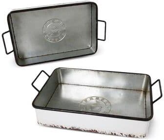Gerson International Set of 2 Farmhouse Nesting Metal Trays