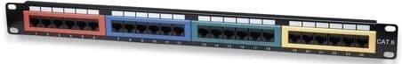Manhattan Patch panel - CAT6 UTP színezett patch panel, 24 portos, 1U, Fekete PC