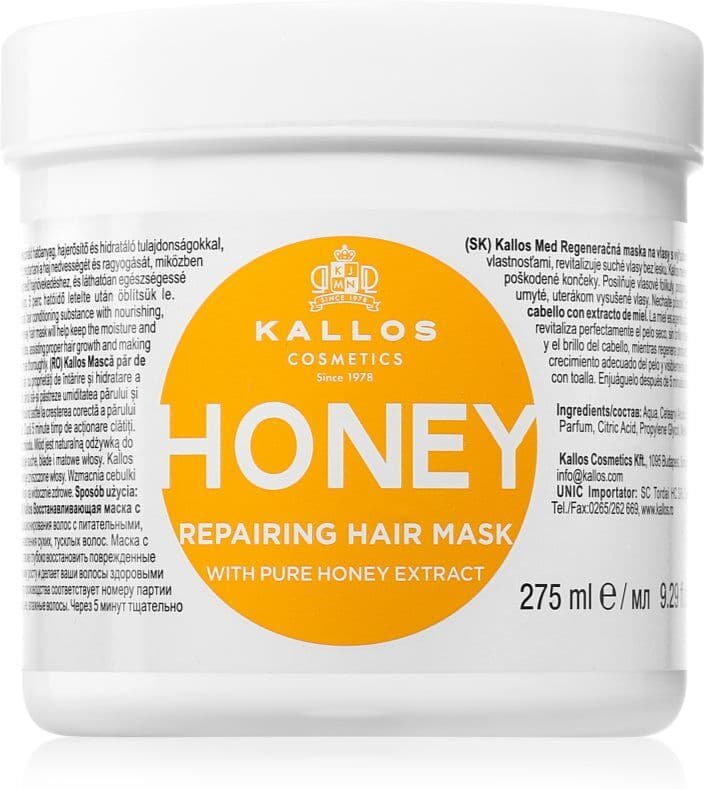 Kallos KJMN Professional Honey masque hydratant intense pour cheveux secs et abîmés 275 ml