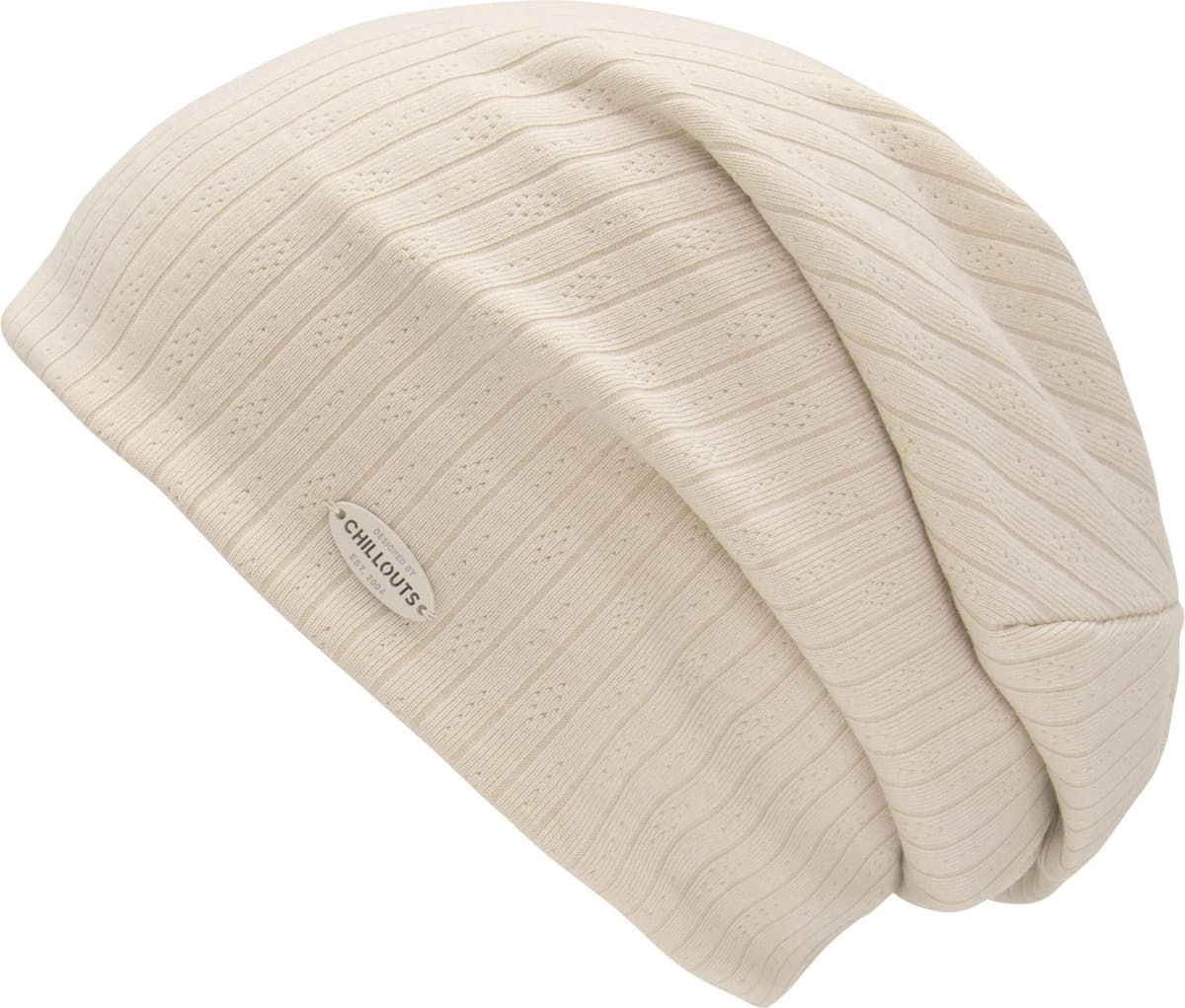 Beanie CHILLOUTS "Kamza Hat", Damen, beige (cream), Feinstrick, Baumwollmischung, unifarben, Mützen Beanie, elastische Feinstrickbeanie cream Einheitsgröße