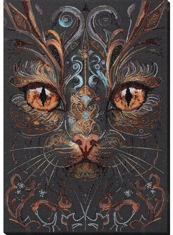 Perlen-Stickbild "Katzenblick", 30 x 43 cm