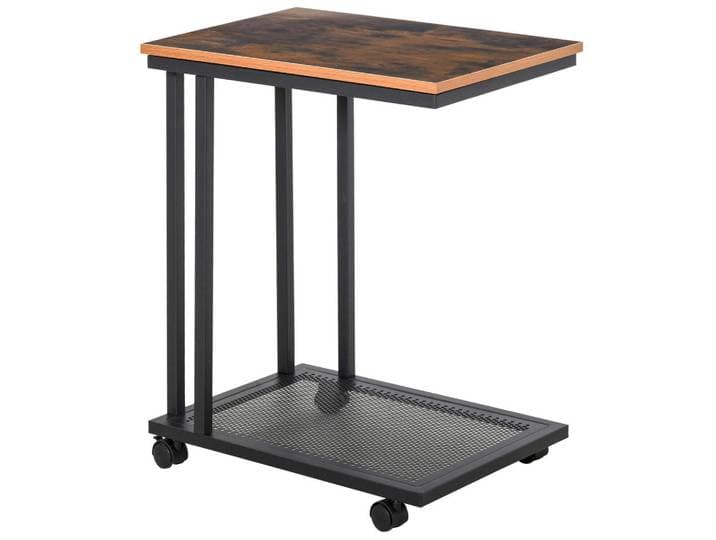 ComfortXL Beistelltisch De-08755 auf Rollen mit Ablagefläche Schwarz, Metall, 36x65x51 cm, Wohnzimmer, Wohnzimmertische, Beistelltische