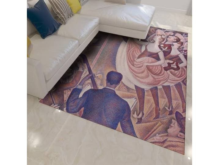 HOBBOY Draagbare wasbare tapijten voor slaapkamer woonkamer woonkamer impressionisme beroemde schilderijen prints Can-Can-patroon laagpolig indoor tapijt 120 x 160 cm