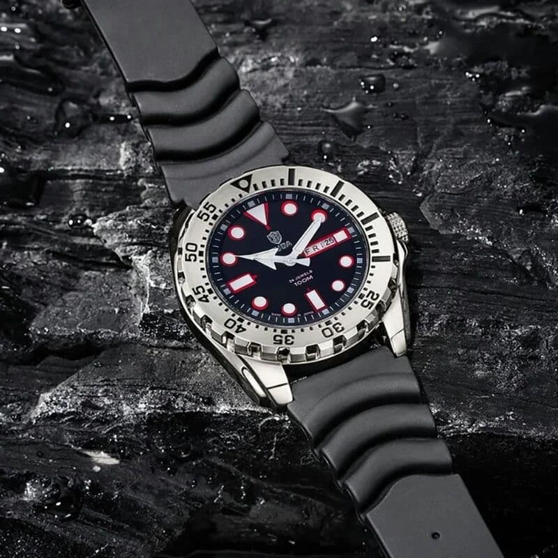 NONE Men Quartz Watch Submariner Series 45mm Dial Miyota Movement Luminous Calendar Steel Silicone Strap 3ATM
