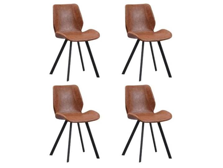 Ensemble de 4 chaises de salle à manger industrielles en cuir synthétique cognac Barry - Sans accoudoirs