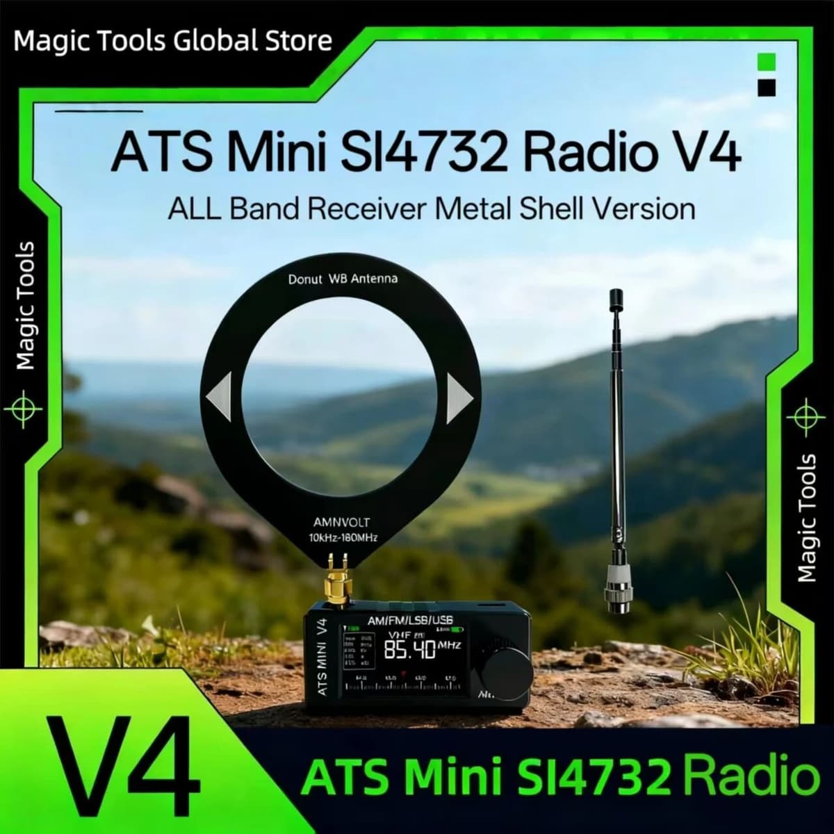 ZHIO Metal Case AMNVOLT V4 ATS MINI SI4732 DSP Radio All Band FM AM SSB LSB USB with Built-in Hi-Z Headphone Amplifier Circuit